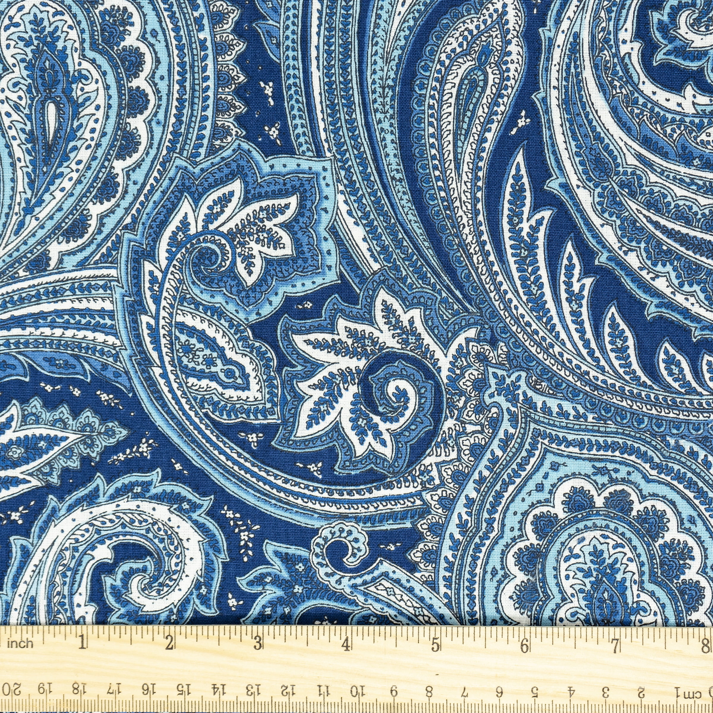 Waverly Inspirations By the Yard 100% Cotton Fabric Garden Paisley, Blue and White, 44" Wide for Quilting & Sewing