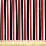 Waverly Inspirations 44" 100% Cotton Sailor Stripes Sewing & Craft Fabric By the Yard, White, Red and Black