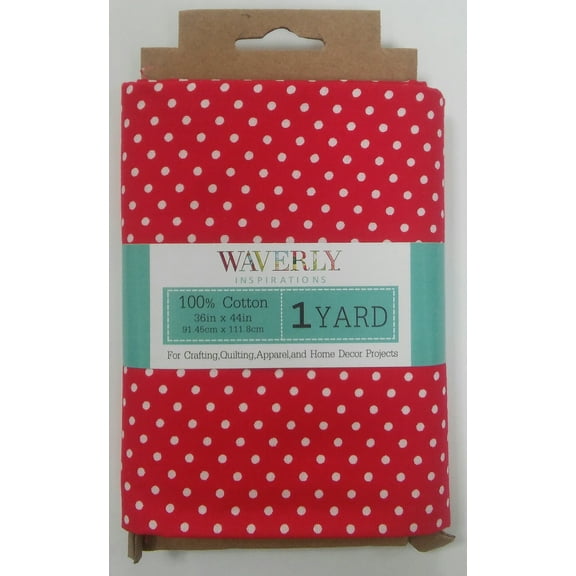 Waverly Inspirations 1 Yard Cut 100% Cotton Medium Dot Print Fabric, Poppy Red, 44" Wide for Quilting & Sewing