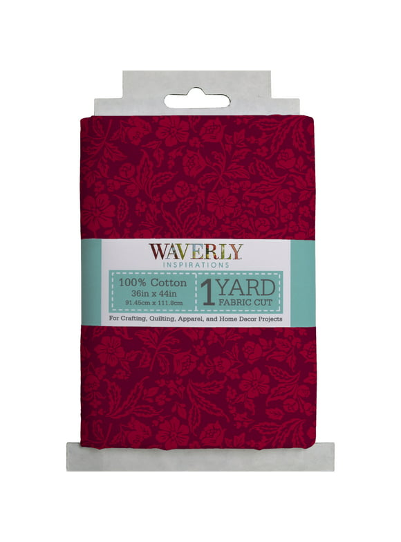 Waverly Inspirations 44" x 1 Yard Cotton Paris Floral Coordinate Sewing & Craft Fabric Precut, Red Plum