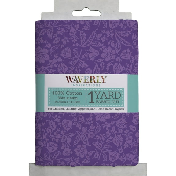 Waverly Inspirations 1 Yard Cut 100% Cotton Paris Floral Fabric, Purple, 44” Wide for Quilting & Sewing