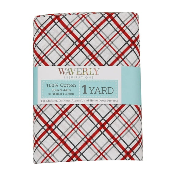 Waverly Inspirations 1 Yard Cut 100% Cotton Prints Fabric Bias Plaid Onyx 44" Wide for Quilting & Sewing