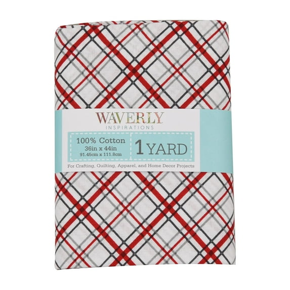 Waverly Inspirations 1 Yard Cut 100% Cotton Prints Fabric Bias Plaid Onyx 44" Wide for Quilting & Sewing