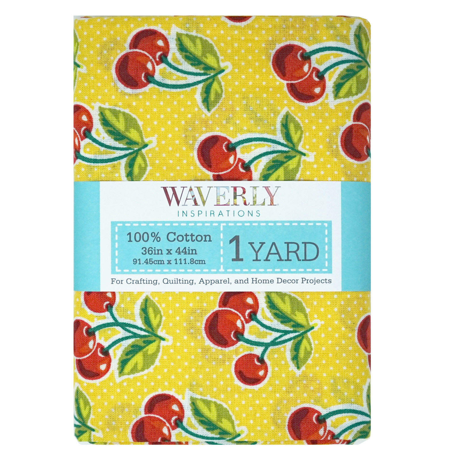 Waverly Inspirations 1 Yard Precut 100% Cotton Prints Fabric Cherries Spa 44" Wide for Quilting & Sewing