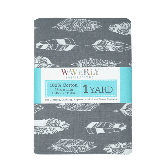 Waverly Inspirations 1 Yard Cut 100% Cotton Prints Fabric Feathers Steel 44" Wide for Quilting & Sewing