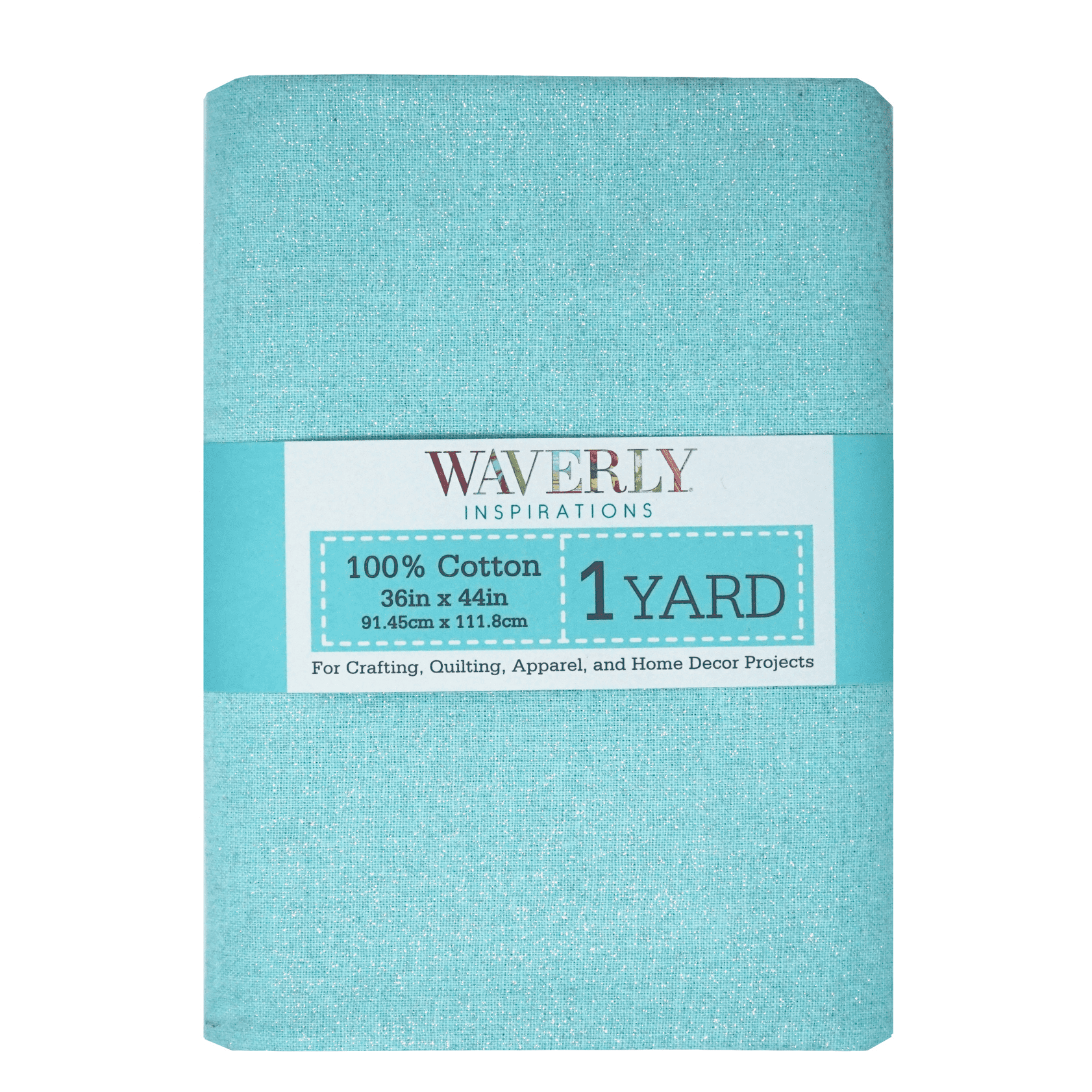 Waverly Inspirations 1 Yard Precut 100% Cotton Prints Fabric Glitter Aqua 44" Wide for Quilting & Sewing