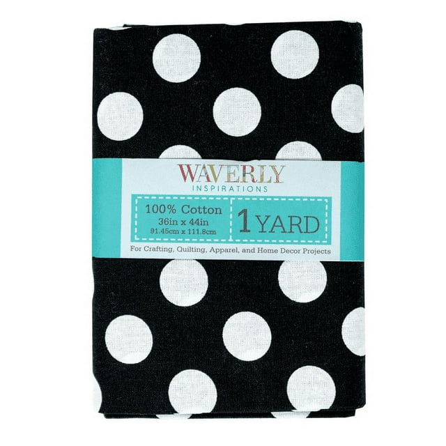 Waverly Inspirations 44" x 1 Yard Cotton Precut Large Dot Onyx Color Sewing Fabric, 1 Each