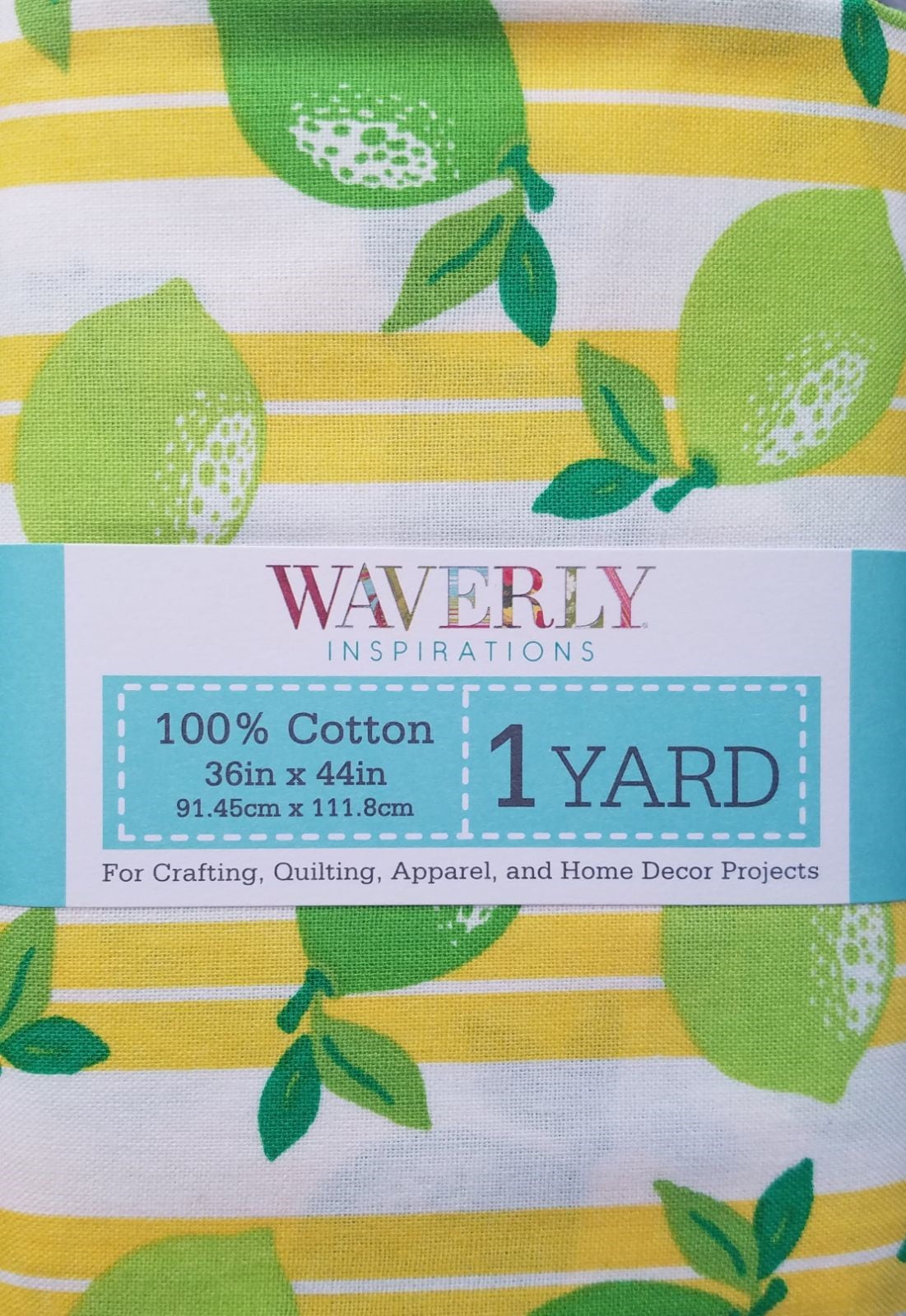 Waverly Inspirations 1 Yard Cut 100% Cotton Prints Fabric Lime Lemon Sunshine 44" Wide for Quilting & Sewing