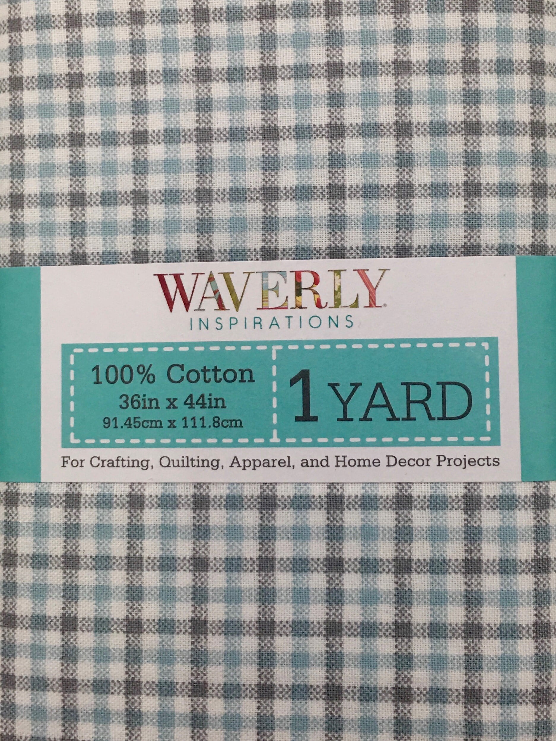 Waverly Inspirations 1 Yard Precut 100% Cotton Prints Fabric Plaid Dew 44" Wide for Quilting & Sewing