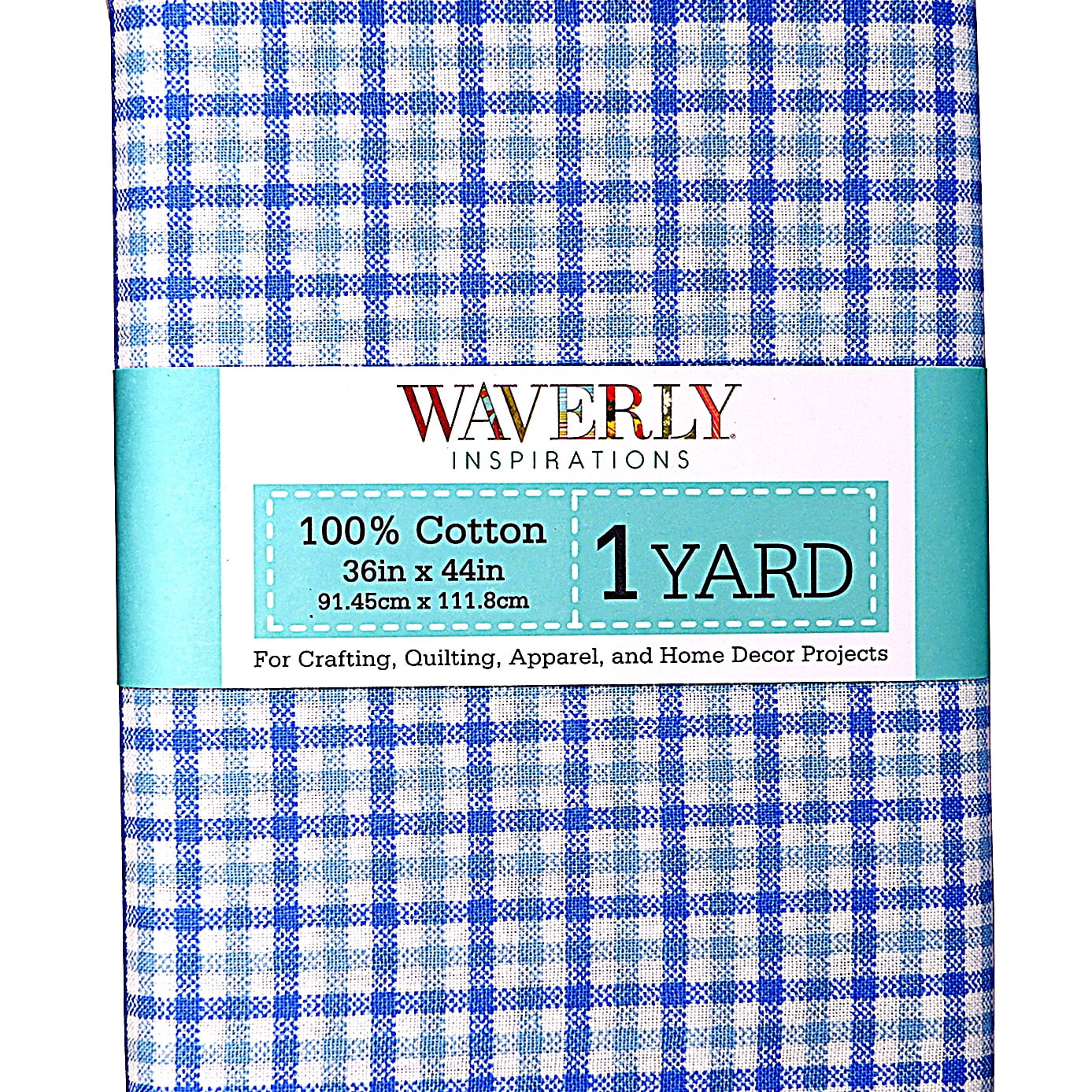 Waverly Inspirations 1 Yard Precut 100% Cotton Prints Fabric Plaid Provence Blue 44" Wide for Quilting & Sewing