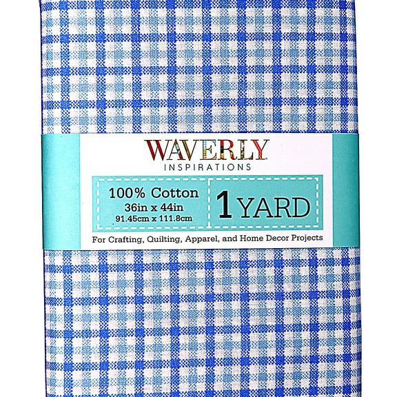Waverly Inspirations 1 Yard Cut 100% Cotton Prints Fabric Plaid Provence Blue 44" Wide for Quilting & Sewing