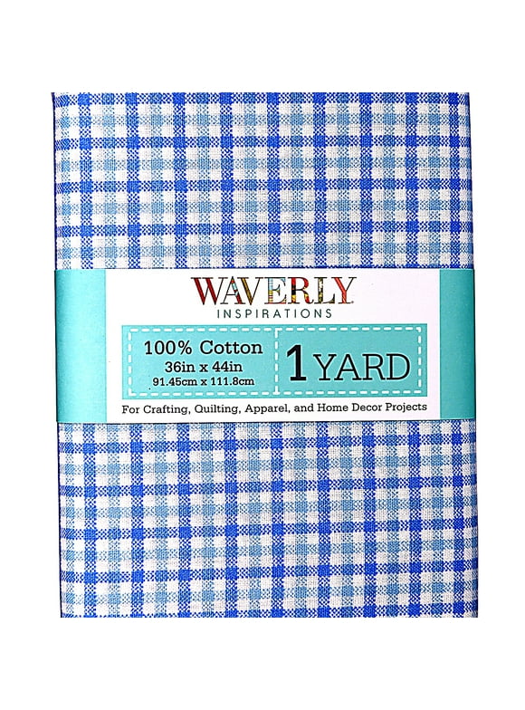 Waverly Inspirations 44" x 1 Yard Cotton Precut Plaid Provence Blue Color Sewing Fabric, 1 Each
