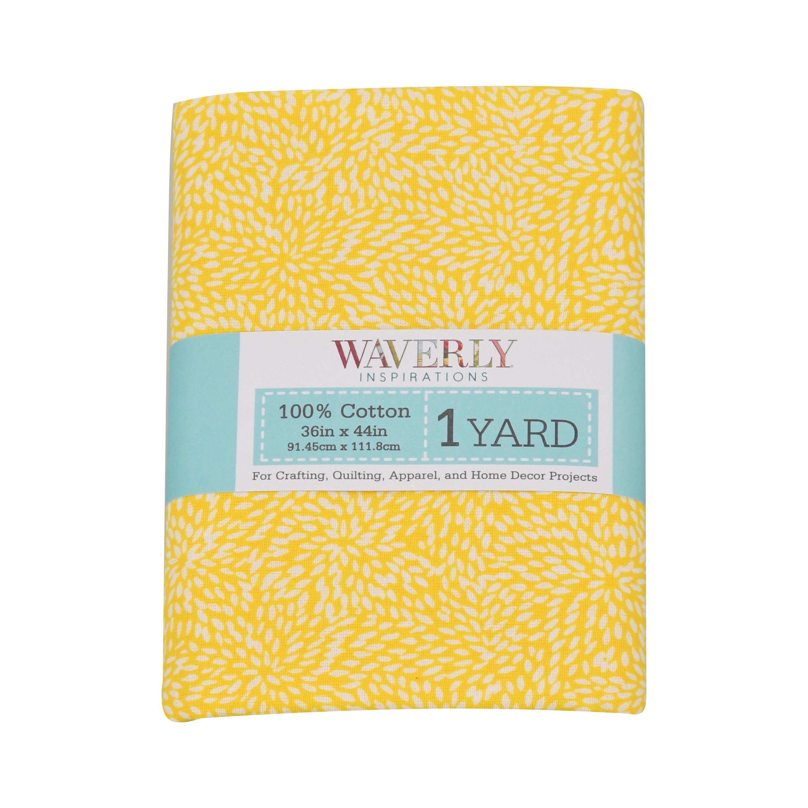Waverly Inspirations 1 Yard Cut 100% Cotton Prints Fabric Yellow White 44" Wide for Quilting & Sewing
