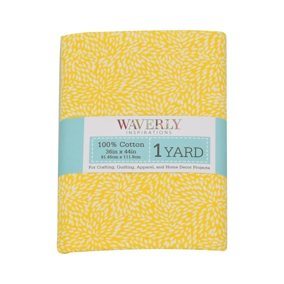 Waverly Inspirations 1 Yard Cut 100% Cotton Prints Fabric Yellow and White 44" Wide for Quilting & Sewing