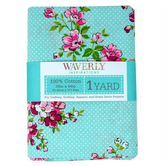 Waverly Inspirations 1 Yard Cut 100% Cotton Prints Fabric Small Floral Aqua 44" Wide for Quilting & Sewing
