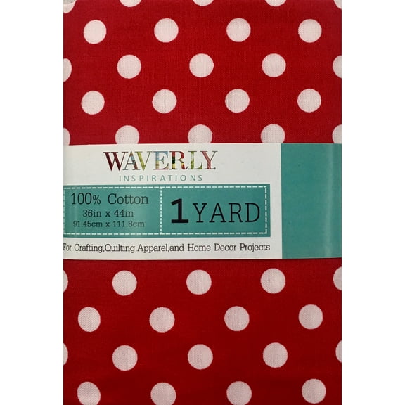 Waverly Inspirations 1 Yard Cut 100% Cotton Big Dot Print Fabric, Poppy Red, 44" Wide for Quilting & Sewing