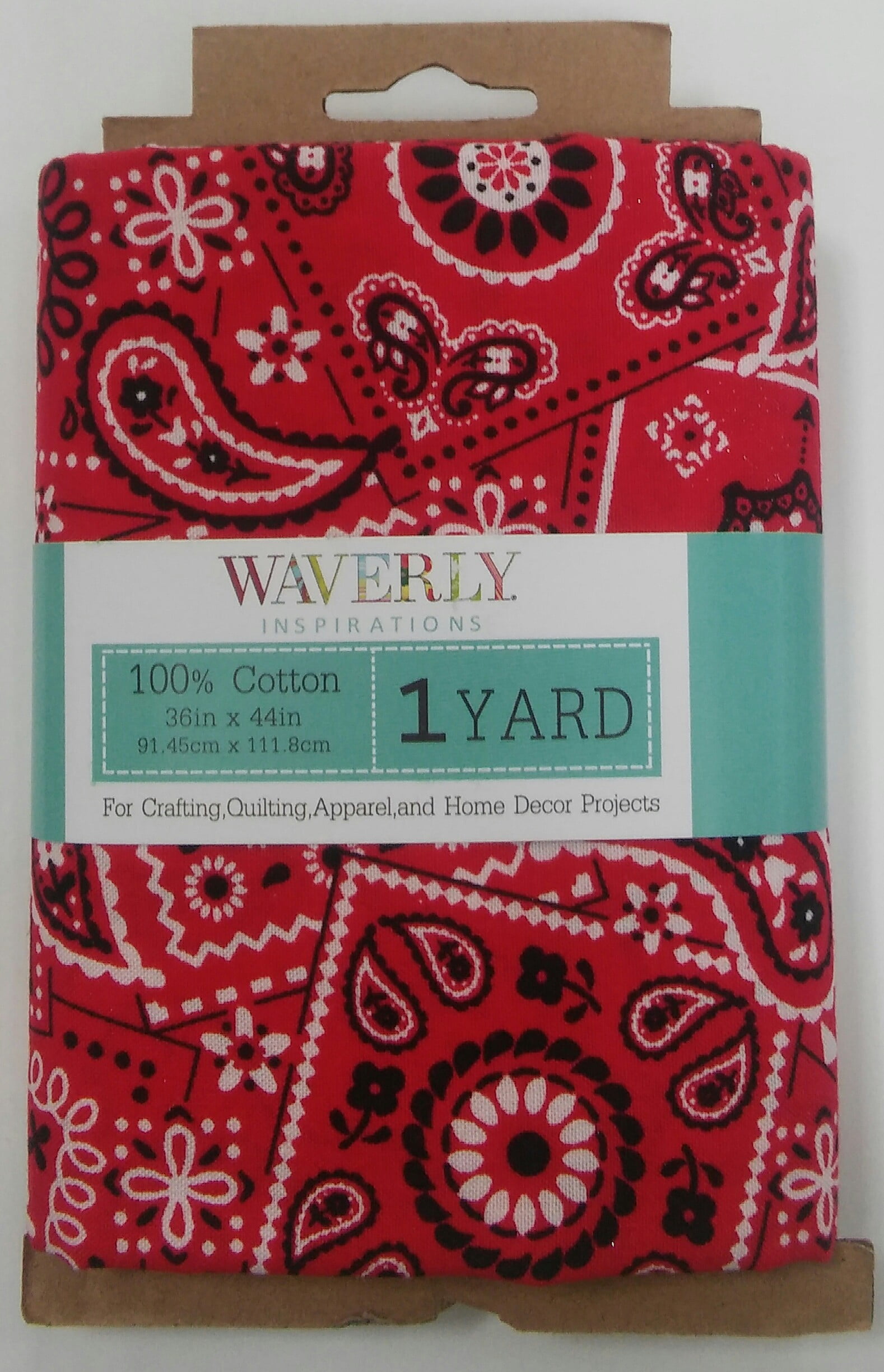 Waverly Inspirations 1 Yard Cut 100% Cotton Bandana Print Fabric, Poppy Red, 44" Wide for Quilting & Sewing