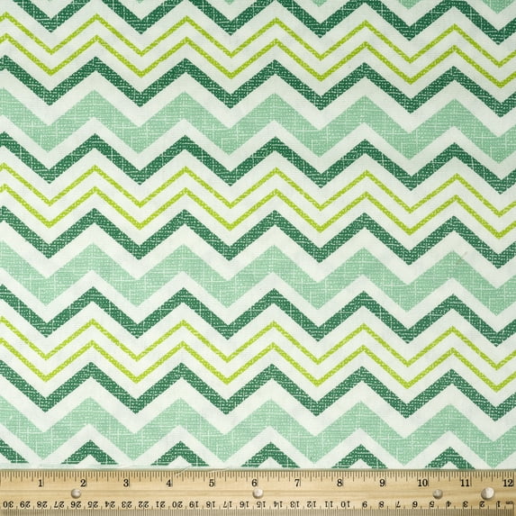 Waverly Inspirations 45" 100% Cotton Chevron Printed Sewing & Craft Fabric By the Yard, Lime