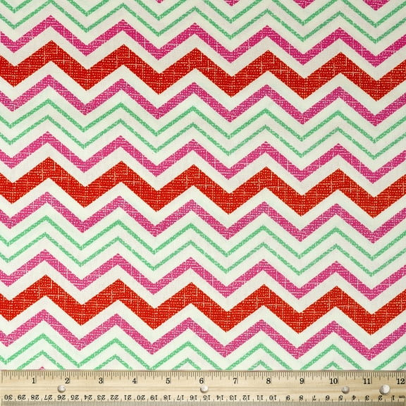 Waverly Inspirations 45" 100% Cotton Chevron Sewing & Craft Fabric 8 yd By the Bolt, Hot Pink