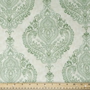 Waverly Inspirations 45" 100% Cotton Damask Printed Sewing & Craft Fabric By the Yard, White and Green