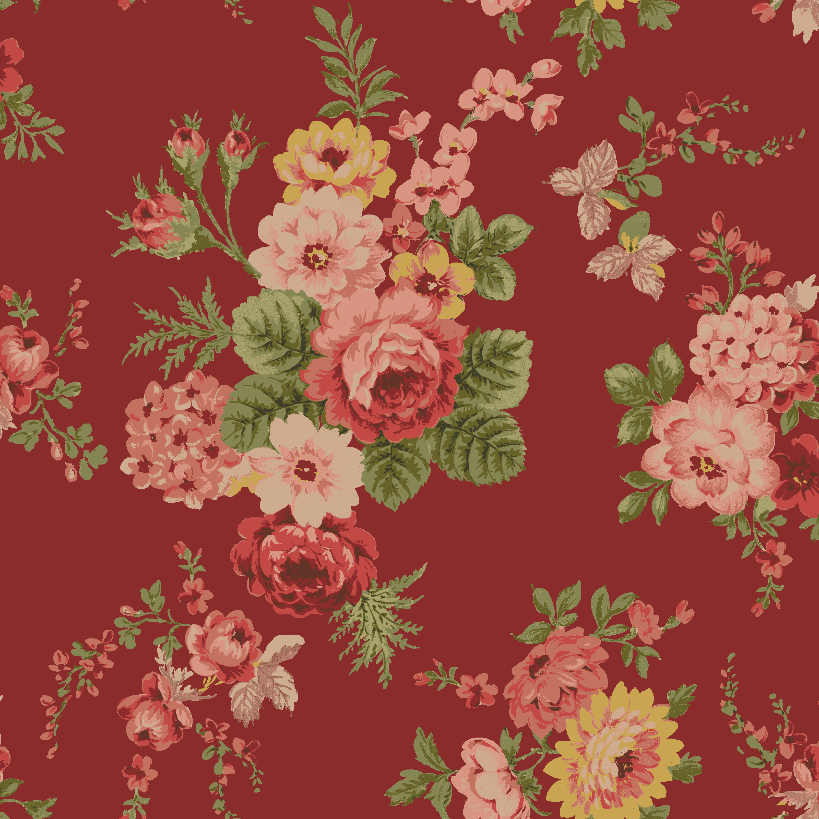 53 Width Retro Cotton Embroidered Floral Fabric by the Yard