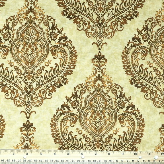 Waverly Inspirations 45" 100% Cotton Large Damsak Sewing & Craft Fabric 8 yd By the Bolt, Chai