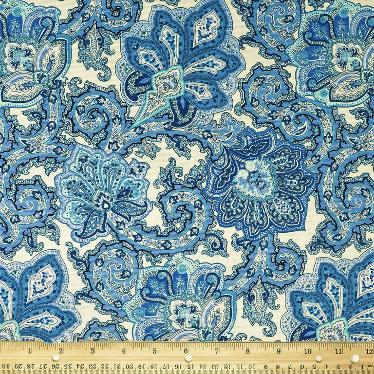 Waverly Inspirations 45 inch 100% Cotton Paisley Printed Sewing & Craft Fabric by The Yard, Blue, Size: 45 inch x 8 yd Bolt