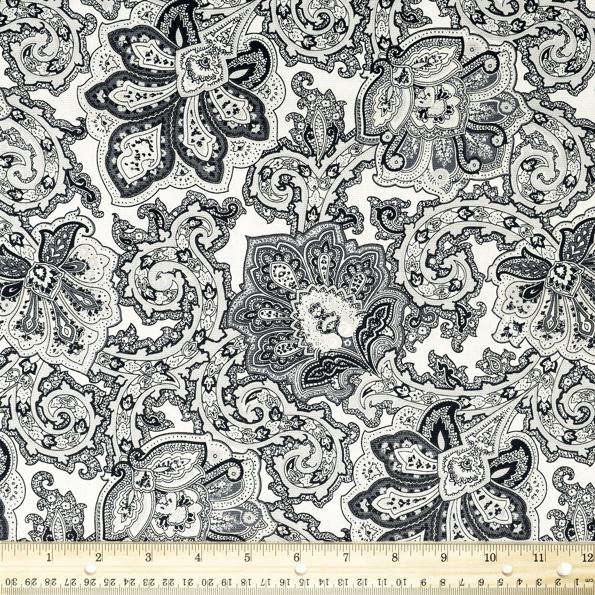 Waverly Inspirations 45" 100% Cotton Paisley Printed Sewing & Craft Fabric By the Yard, Grey