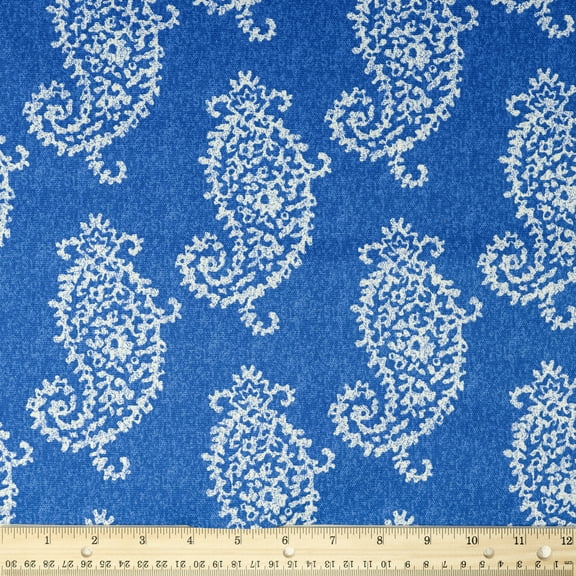 Waverly Inspirations 45" 100% Cotton Paisley Sewing & Crafting Fabrics, 8 yd By the Bolt, Provence Blue
