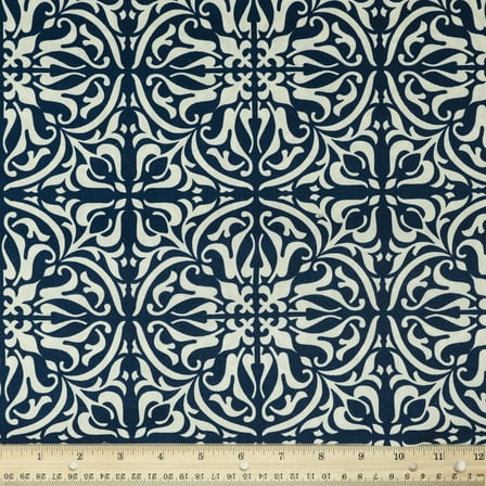 Waverly Inspirations 100% Cotton Duck 45" Width Tile Navy Color Sewing Fabric by the Yard