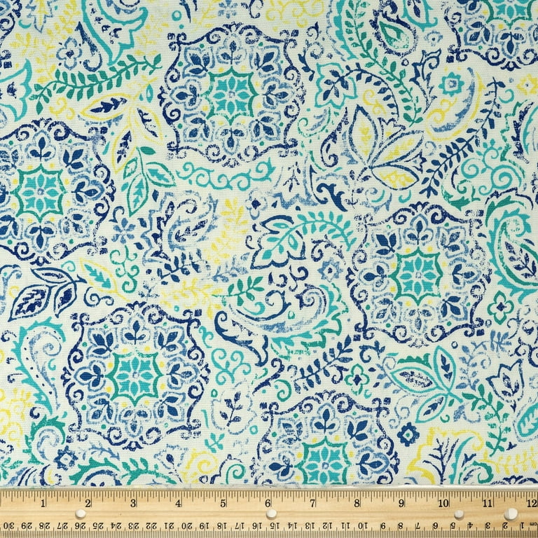 Waverly Inspirations 45 100% Cotton Printed Sewing & Craft Fabric By the  Yard, White, Blue and Yellow