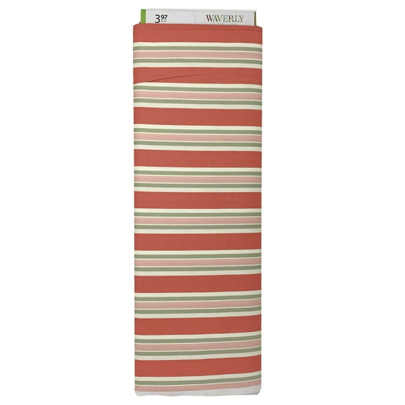 Waverly Inspirations 45" 100% Cotton Striped Sewing & Craft Fabric 8 yd By the Bolt, Rose