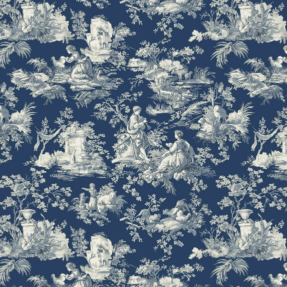 Waverly Inspirations 45" 100% Cotton Toile Sewing & Craft Fabric By the Yard, Navy
