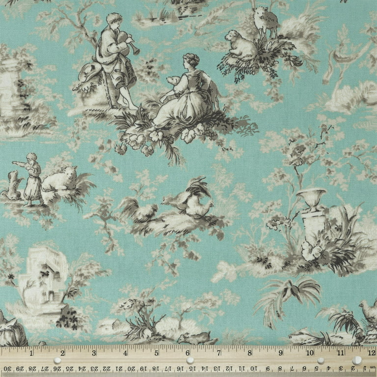 Waverly Inspirations 100% Cotton Duck 45 inch Width Toile Sky Color Sewing Fabric by The Yard, Size: 36 inch x 45 inch, Blue