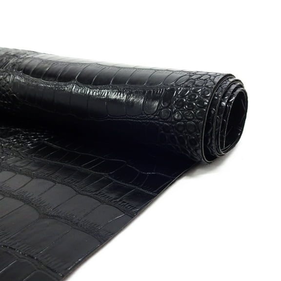 Waverly Inspirations By-the-Yard Crocodile Faux Leather Fabric, Black, 52" Wide for Crafts & DIY Projects