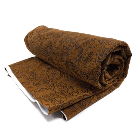 Waverly Inspirations 52" Faux Leather Jacobean Print Upholstery Fabric, Brown, Available In Multiple Colors