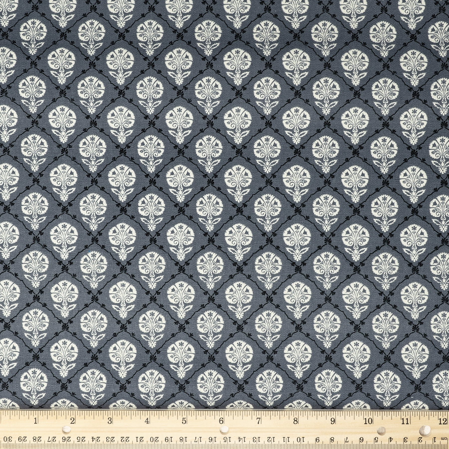 Waverly Inspirations 54" 100% Cotton Floral Sewing & Crafting Fabrics, 8 yd By the Bolt, Gray, Black and White