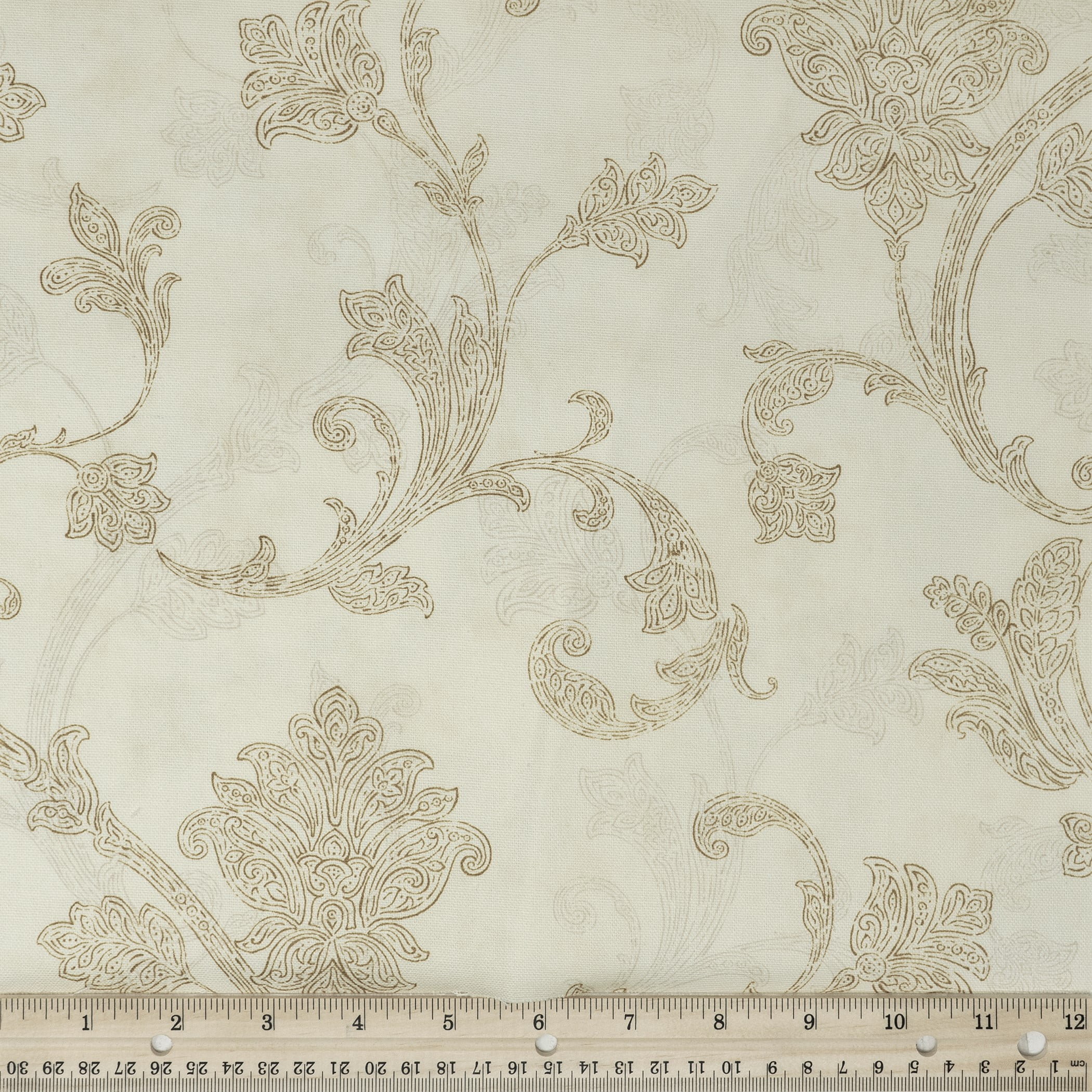 Waverly Inspirations 54" 100% Cotton Scroll Sewing & Craft Fabric By the Yard, Cream