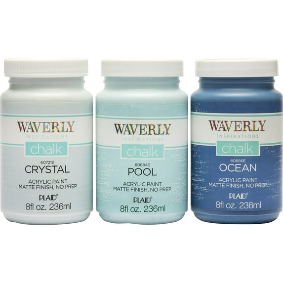 Waverly Inspirations Chalk Paint Kit, Crystal/Pool/Ocean, Set of 3, 8 fl oz Each