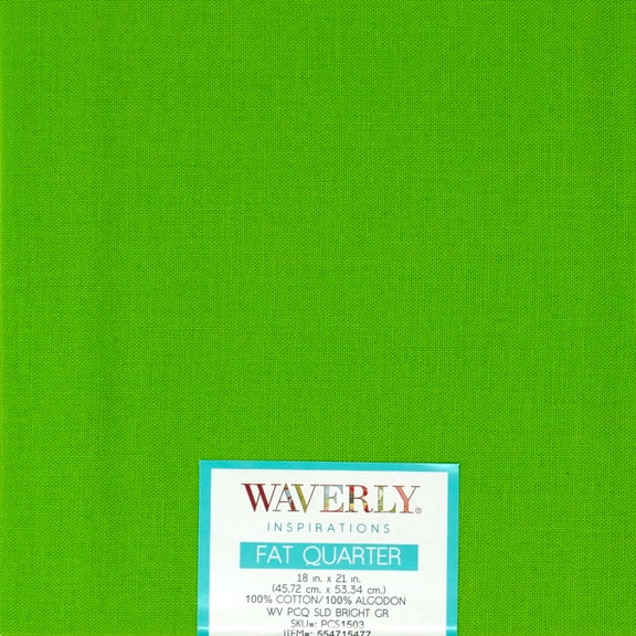 Waverly Inspirations Cotton 18" x 21" Fat Quarter Bright Green Lime Print Fabric, 1 Each
