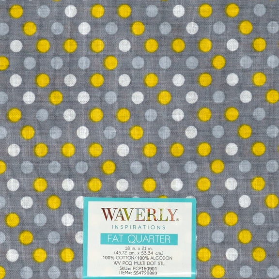 Waverly Inspirations Cotton 18" x 21" Fat Quarter MULTI DOT STEEL Print Fabric, 1 Each