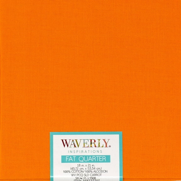 Waverly Inspirations Cotton 18" x 21" Fat Quarter Solid Carrot Print Fabric, 1 Each