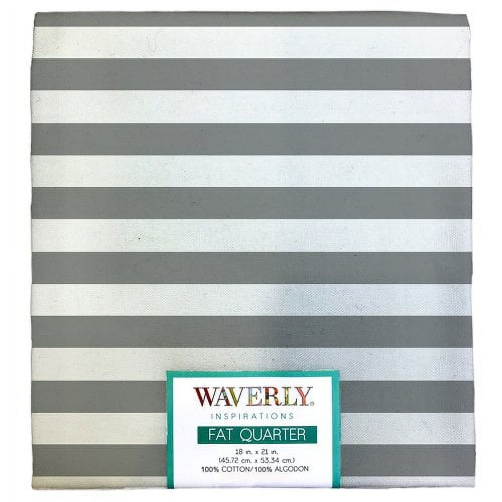 Waverly Inspirations Cotton 18" x 21" Fat Quarter Stripe Steel Fabric, 1 Each