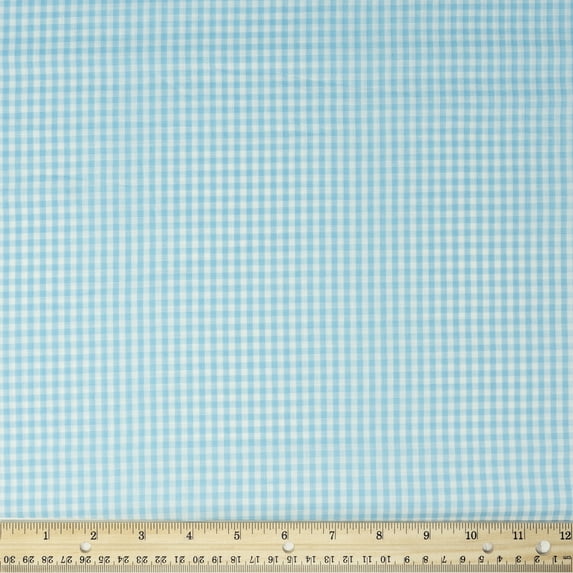 Waverly Inspirations Cotton 44" 1/8" Gingham Powder Blue Yarn Dye Color Sewing Fabric by the Yard