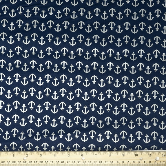 Waverly Inspirations Cotton 44" Anchor Ink Silver Color Sewing Fabric by the Yard
