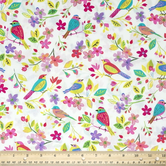 Waverly Inspirations Cotton 44" Big Bird Multicolor Sewing Fabric by the Yard