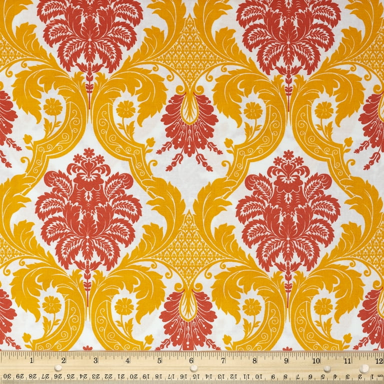Waverly Inspirations Cotton 44 inch Damask 2 Orange Color Sewing Fabric by The Yard, Size: 36 inch x 44 inch