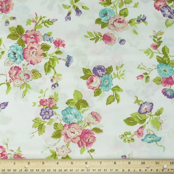 Waverly Inspirations 100% Cotton 44" Width Medium Floral Carnation Color Sewing Fabric by the Yard