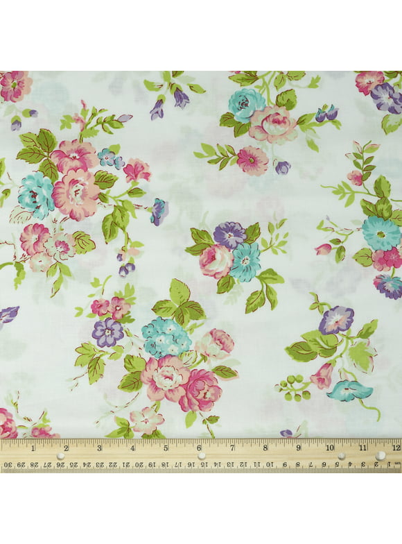 Waverly Inspirations Cotton 44" Medium Floral Carnation Color Sewing Fabric by the Yard