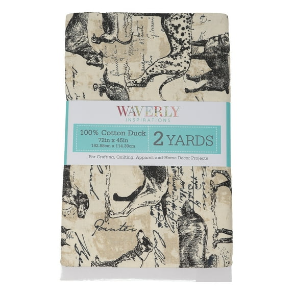 Waverly Inspirations 2 Yard Cut 100% Cotton Duck Print Fabric Keen Dogs Neutral, 45" Wide for Quilting & Sewing